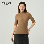 深呼吸DEEP BREATH女裝3D天衣無(wú)縫 修身純羊毛打底針織衫女A301155 卡其 S (2碼)