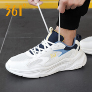 361°男鞋跑步鞋男運(yùn)動(dòng)鞋夏季款透氣網(wǎng)面休閑鞋361度男鞋皮面運(yùn)動(dòng)鞋子 羽毛白/油墨藍(lán)6714F 44