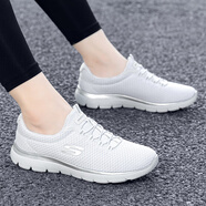 斯凱奇（Skechers）女運(yùn)動(dòng)鞋秋季一腳蹬休閑懶人輕便舒適中老年媽媽鞋跑步運(yùn)動(dòng)鞋子女 白色/銀色-WSL 37
