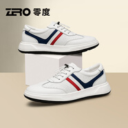 零度Zero官方男鞋2025春夏新款真皮沖孔透氣免系帶輕戶外運(yùn)動休閑鞋潮 Y51366白色 40 (250mm)