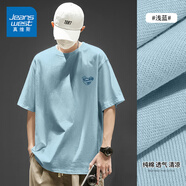 真維斯短袖t恤男款夏季潮牌時尚百搭學(xué)生寬松休閑重磅純棉半袖體恤GW 淺藍(lán)#ZS線條愛心 XL