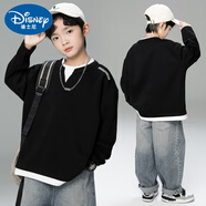 迪士尼（Disney）男童春秋款衛(wèi)衣2025新款春季中大兒童酷帥男孩帥氣時(shí)髦春裝上衣潮 黑色 110 cm