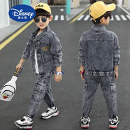 迪士尼（Disney）兒童裝男童春裝套裝2025新款中大童牛仔套裝韓版帥氣時尚兩件套裝 32401牛仔套裝 150 建議145厘米左右
