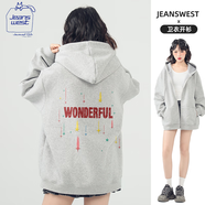 JEANSWEST CLUB真維斯連帽開(kāi)衫衛衣女拉鏈外套2025年新款春秋季百搭潮牌休閑帽衫