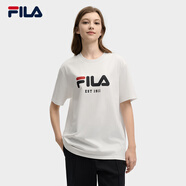 FILA斐樂(lè )官方T恤情侶款短袖衫2025春季新款休閑簡(jiǎn)約純棉T恤男女 云菇白-WT L L （175/96A）