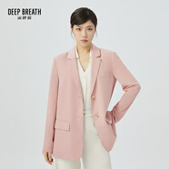 深呼吸DEEP BREATH女裝輕薄抗皺復(fù)古通勤西裝西服外套女A400692 粉 L (4碼)