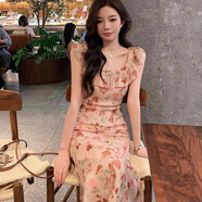 多菲尼森 夏季2025新款法式甜美辣妹碎花氣質(zhì)收腰顯瘦高級(jí)感印花連衣裙 復(fù)古收腰連衣裙長(zhǎng)款 M 【95-110斤】