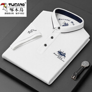 啄木鳥（TUCANO）夏季新款POLO.衫短袖中年品質(zhì)翻領男士短袖T恤商務休閑冰絲體恤 短袖D-107白色 M 165