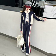 巴萊恩娜女童秋裝套裝2025新款洋氣中大兒童春秋款休閑女孩外套運動(dòng)兩件套 拼色套裝 140 cm