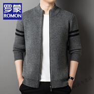 羅蒙（ROMON）簡約外套男士開衫毛衣2024春季新款休閑百搭大碼半高領針織毛衫 灰色 M (165)