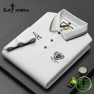 GOLF MODERN高爾夫男裝 夏季短袖polo衫男中年商務(wù)休閑翻領(lǐng)t恤上衣男 白色8277 M