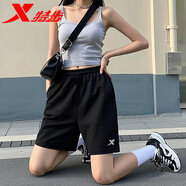 特步運動(dòng)短袖上衣女夏季薄款速干涼感透氣排汗t恤圓領(lǐng)套頭衫寬松半袖T 正黑色【拉鏈口袋】 S /165