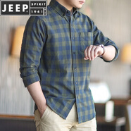 JEEP SPIRIT春秋長袖襯衫格子純棉衫男休閑法蘭絨打底襯衣服青年男裝 常規(guī) 款 41