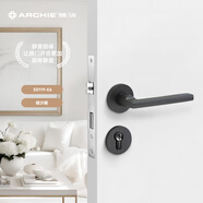 雅潔（ARCHIE）臥室門(mén)鎖室內靜音浴室房間簡(jiǎn)約通用門(mén)鎖芯機械鎖鋁合金鎖具0119 E0119啞沙黑