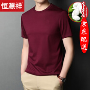 恒源祥 短袖t恤男圓領(lǐng)夏季男裝半袖體恤衫純色半截袖男士夏天打底衫上衣 HYX-16BY2020紅色 2XL 185/100A