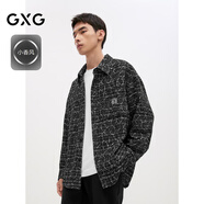 GXG男裝 黑色小香風(fēng)精致繡花長(cháng)袖襯衫外套男士上衣 24年秋季 黑色 M