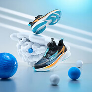 喬丹QIAODAN童鞋兒童跑步鞋2025夏季新品男童體側防滑輕便運動(dòng)鞋子 黑色/智能藍 39