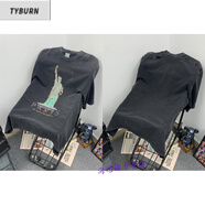 TYBURN歐美高街潮牌vintage美式復古做舊洗水寬松重磅半袖vtg短袖t恤夏 白色 （