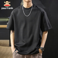 大嘴猴（paul frank）短袖男士夏季潮圓領(lǐng)T恤男休閑寬松220g重磅純棉男裝 黑色 M 