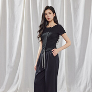 A21女裝短袖短款T恤2025春季新款簡(jiǎn)約休閑針織上衣 黑色 L