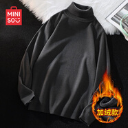 名創(chuàng)優(yōu)品（MINISO）高領(lǐng)毛衣男秋冬季加絨加厚針織衫休閑百搭長(zhǎng)袖純色高領(lǐng)保暖打底衫 【高領(lǐng)】深灰色(空白) 加絨 L 175(體重120-140斤左右)