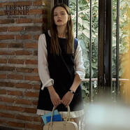 Teenie Weenie小熊連衣裙女2025年春夏新款氣質(zhì)學(xué)院假兩件背心裙