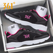 361°女鞋網(wǎng)鞋女款跑鞋透氣休閑鞋子網(wǎng)面鞋春季跑步鞋361度官方運動鞋 黑色/杜鵑粉-2210 35