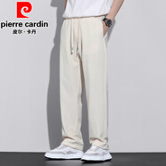 皮爾卡丹（pierre cardin）休閑褲男春夏季薄款褲子男寬松直筒褲男士華夫格闊腿褲運動(dòng)男長(cháng)褲 【單條】淺卡其色 XL （125-145斤）