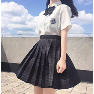 瑟空（SEKONG）2025夏新款日系短袖jk制服女學(xué)院風(fēng)格子百褶裙學(xué)生水手服套裝YXQ 碳灰【刺繡短袖+格裙+領(lǐng)結(jié)】大禮包 XS
