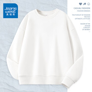 真維斯（JEANSWEST）2025新款秋季圓領(lǐng)衛衣女士無(wú)帽上衣服時(shí)尚薄款長(cháng)袖女寬松百搭女裝 白色 純色 M