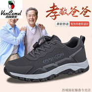 西域駱駝老人鞋男春秋緩震軟底舒適健步鞋爸爸鞋厚底網(wǎng)面跑步鞋休閑運動(dòng)鞋 深灰 (男)9321-駱駝官方品牌官網(wǎng) 37