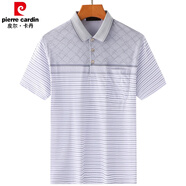 皮爾卡丹（pierre cardin）爸爸短袖t恤男裝夏裝40-50歲中年男士上衣服夏季冰絲中老年人爺爺 灰色 8022款【真口袋】 M 48-