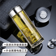 啟明緣高檔雙層玻璃杯氧化鋯光學杯蓋私人定制刻字亞克力外包裝私人訂制 QMY-6306 銀色鋯石蓋 320ml 1只