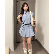 T 天啟世紀(jì)法式學(xué)院風(fēng)藍(lán)色條紋襯衫連衣裙子女夏季2025氣質(zhì)收腰顯瘦短裙 藍(lán)條紋【今年流行漂亮/高端精致/ S 40/45kg