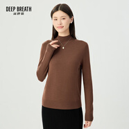 深呼吸DEEP BREATH女裝可機洗純羊毛打底針織衫女A300962 焦糖 XS (1)