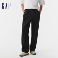 Gap男裝2025春季新款logo空氣層直筒針織長(zhǎng)褲寬松運(yùn)動(dòng)衛(wèi)褲725642 黑色 S (165/76A) 亞洲尺碼