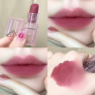 3 CE STYLENANDA新款暮色透明口紅琥珀啞光霧面絲絨亞克力唇膏女紅棕素顏唇釉 #CHILL MOVE「 香芋玫瑰 」