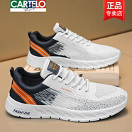 卡帝樂鱷魚（CARTELO）男鞋2025新款夏季網(wǎng)面透氣飛織運動板鞋防水防滑廚房專用工作潮鞋 深藍(lán)【運動款】 39