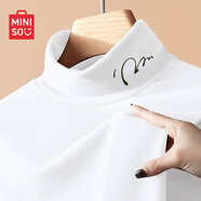 名創(chuàng  )優(yōu)品（MINISO）德絨打底衫男潮牌ins休閑百搭大碼男士長(cháng)袖t恤秋冬新款半高領(lǐng)秋衣 白色(南風(fēng)知意左領(lǐng)標） XL 180(體重140-160斤左右)