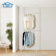 直發(fā)頂天立地晾衣架現代節省空間免打孔簡(jiǎn)易衣柜韓式衣帽架 白色3.1米按鍵款正品32管 3202
