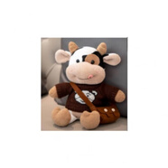 貝木惠（beimuhui）可愛(ài)小牛玩偶公仔毛衣奶牛車(chē)尾裝飾毛絨玩具超萌生日禮物女布娃娃 奶牛[黑色熊頭毛衣款+米色包款] 30cm