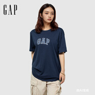 Gap男女裝2025春季新款純棉字母logo短袖T恤常規(guī)上衣美版570044 海軍藍(lán) XL 美碼 2XL亞洲碼185/108A