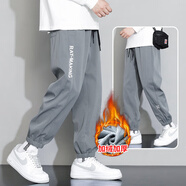 貓霓褲子男春秋季2025新款潮流寬松束腳工裝褲九分男褲運(yùn)動(dòng)休閑衛(wèi)長(zhǎng)褲 束腳-深灰【加絨款】 M 【建議體重80-100斤左右】