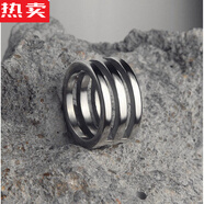 ROSENA SAMMI潮牌嘻哈個(gè)性復古鈦鋼戒指男款食指單身朋克感女士尾戒扳指環(huán) B4三橫戒(美碼6~12號) 美碼7號