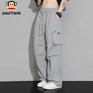 大嘴猴（paul frank）冰絲褲子男士夏季速干休閑褲男闊腿工裝褲運動(dòng)男褲 銀灰色 XL