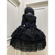 FNKM高端精品夢(mèng)境序章白糖少女原創(chuàng)設(shè)計(jì)Lolita洋裝doll感jsk吊帶連衣 黑色jsk吊帶裙+背后蝴蝶結(jié) L