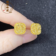 胖東來品質(zhì)小方糖耳釘拉絲黃金色對稱方形耳飾S925銀針飾時尚輕奢 方糖耳釘