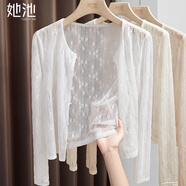 她池圓領(lǐng)開(kāi)衫2026春裝新款女裝時(shí)尚網(wǎng)紗短款單排扣長(cháng)袖外套