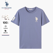U.S. POLO ASSN.t恤男夏季純棉寬松小白丅白色打底衫男士短袖男半袖 深藍(lán)色 L