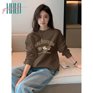 Halo Queen衛(wèi)衣女春秋圓領小熊字母刺繡休閑時尚百搭上衣外套新品H143W1002